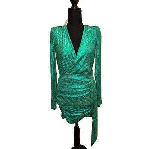 NWT TEAL SEQUIN LONG SLEEVE MINI DRESS